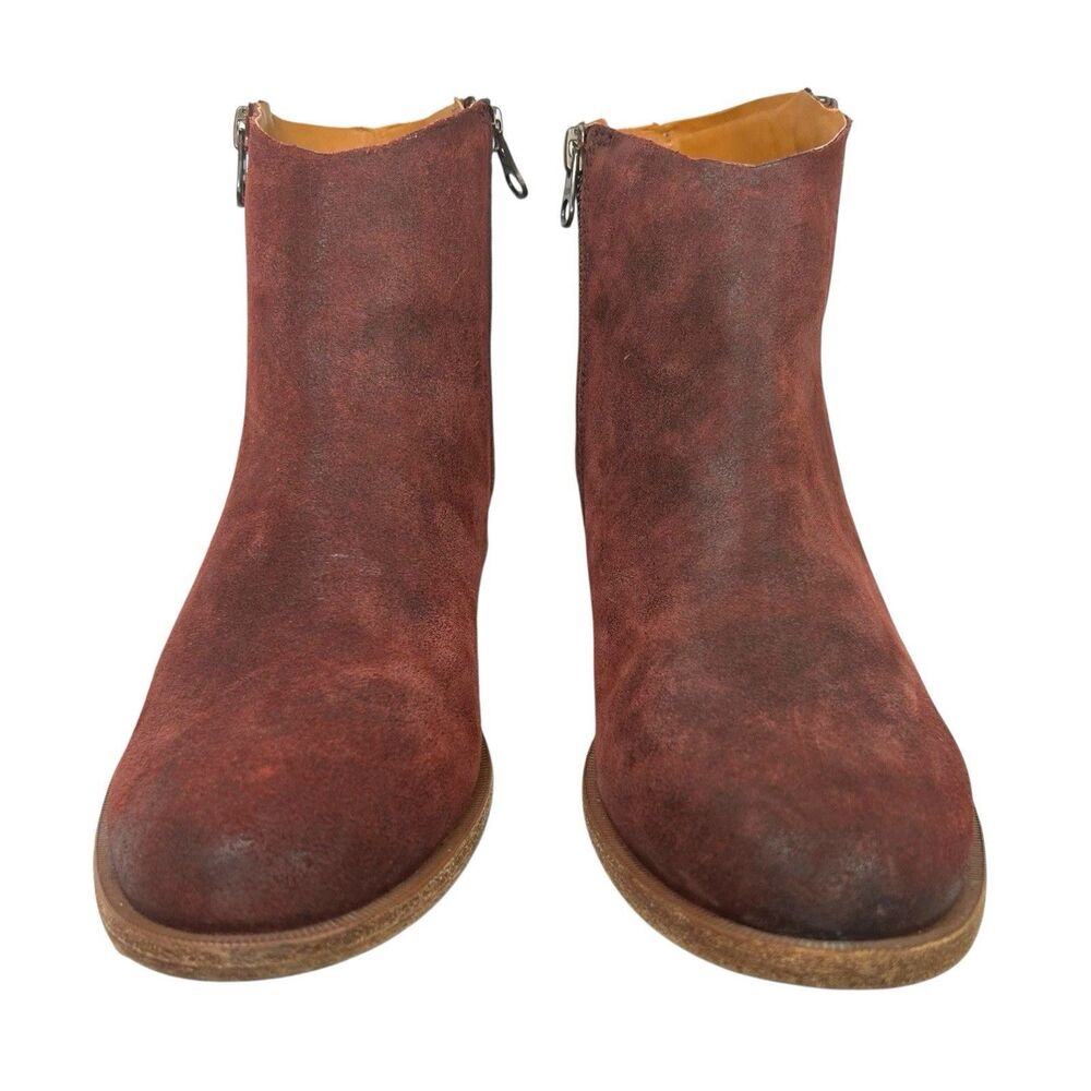 Kork-Ease Riley Boots Dark Brick Distressed Red Leather Ankle Zipper Women’s 8.5 - Picture 3 of 10